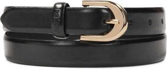 Kazar Smalle zwarte riem met logo-lus - Dames - Riemen - Zwart - 90 CM - Leer - Accessoires