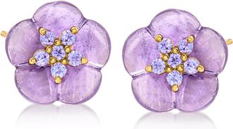 Ross-Simons Amethyst and. Tanzanite Flower Earrings in 18kt Gold Over Sterling