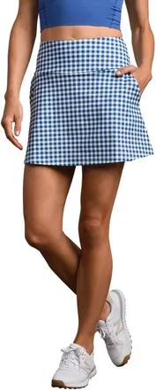 Rhone Course to Court 16-Inch Sport Skort in Deep Sea Blue Gingham at Nordstrom, Size X-Small