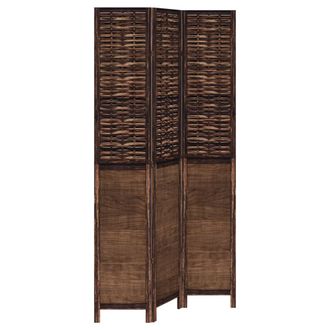 vidaXL Biombo Separador De 3 Paneles Madera Paulownia Marr&oacute;n Oscuro Vidaxl