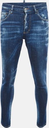 Dsquared2 Dsqaured2 Dark Blue Distressed Denim Skinny Dan Jean