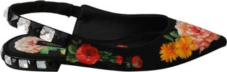Dolce & Gabbana Ballerinas, female, Multicolor, Size: 6 US Elegant Floral Crystal Flats