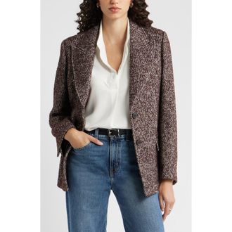 Nordstrom The Liv Textured Boyfriend Blazer in Brown Ivory Twill at Nordstrom Rack, Size X-Small