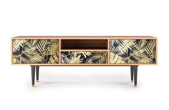 StoryZ Mueble de TV azul y amarillo 2 cajones y 1 puerta L 170 cm