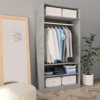 Berkfield Home Wardrobe Concrete Grey 100x50x200 cm Engineered Wood | Size: 100 x 50 x 200 cm
