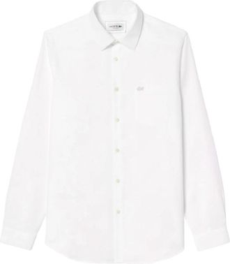 Lacoste Witte Katoenen Overhemd Slim Fit - Heren - Zakelijke Overhemden - Wit - S - Katoen - Overhemden