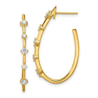 Diamond2Deal 14k Gold 1/2 ct Lab Grown Diamond Hoop Earrings VS Clarity, D-E Color