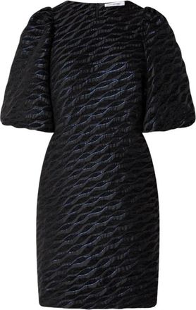 Co'Couture Gestructureerde Elegante Jurk - Dames - Korte kleedjes - Zwart - XS - Leer - Kleedjes