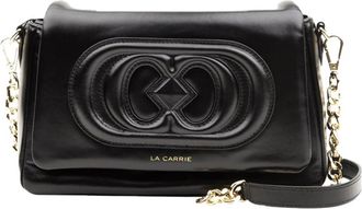 La Carrie Zwarte leren schoudertas - Dames - Schoudertassen - Zwart - ONE Size - Leer - Tassen