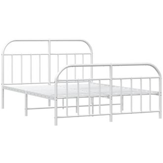 vidaXL Estructura Cama Sin Colch&oacute;n Con Estribo Metal Blanco 135x190 Cm Vidaxl