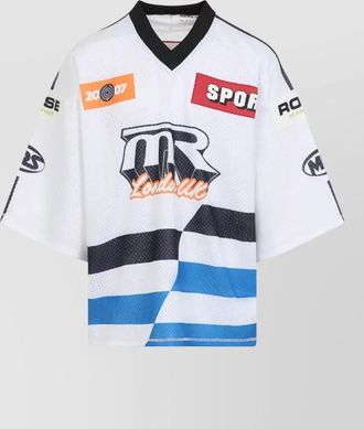 Martine Rose hockey v neck mesh graphic shirt