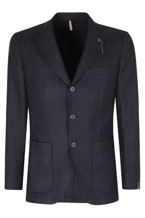 Santaniello Blue Welsh Check Pattern Wool Blazer