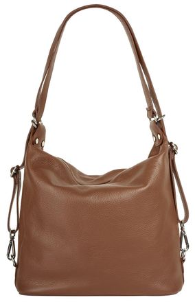 Samantha Look Shopper SAMANTHA LOOK, Damen, Gr. B/H/T: 31cm x 29cm x 11cm onesize, braun (cognac), Leder, leicht gl&auml;nzend, unifarben, Taschen Shopper, echt Leder, M