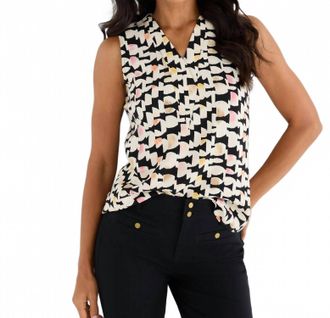 Nic+Zoe Mod Mix Crepe Tank Top In Black Multi