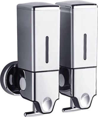 OEM Dispensador De Jab&oacute;n De Pared, 2 Dep&oacute;sitos, 2x500ml, Acero Inoxidable, Gran Capacidad, Recargable, Bomba De Jab&oacute;n, F&aacute;cil De Instalar, Hotel