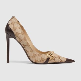 Gucci Womens Donna Pump, Beige, GG Canvas
