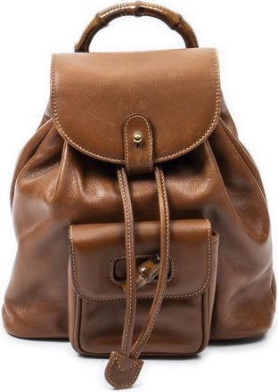Gucci Pre-owned Womens Mini Bamboo Backpack - Tan - One Size