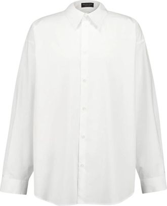 Balenciaga Witte Katoenen Poplin Overhemd - Heren - Zakelijke Overhemden - Wit - 3XS - Katoen - Overhemden
