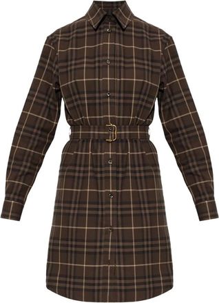 Burberry Fiora Jurk - Dames - Shirt Kleedjes - Bruin - S - Katoen - Kleedjes