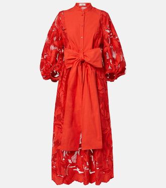 Erdem Embroidered mesh midi dress
