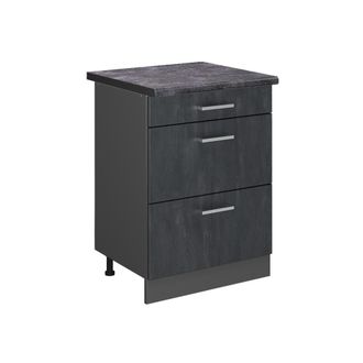 Vicco Mueble Bajo De Cocina R-line, Hormig&oacute;n Negro, 60 Cm Et Antracita