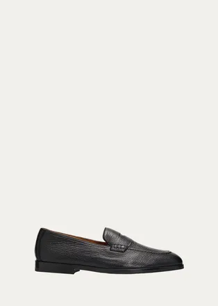 Doucal's Mens Stresa Deerskin Leather Penny Loafers