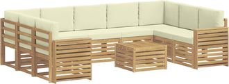 vidaXL Conjunto De Sof&aacute;s De Exterior 10 Uds. Blanco Y Crema Poli&eacute;ster Vidaxl