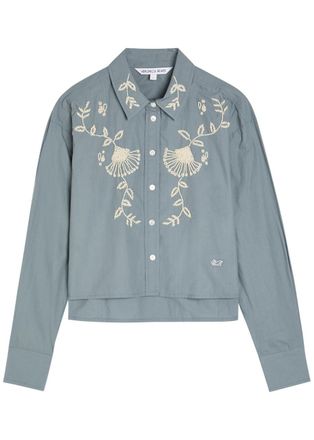 Veronica Beard Andres Embellished Cotton Shirt - Blue - 10 (UK14 / L)