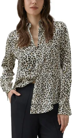 LilySilk Leopard Print Silk Shirt in Dawn Leopard at Nordstrom, Size X-Small