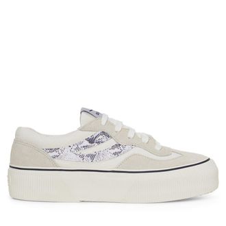 Superga Womens/Ladies 3041 Revolley Snake Swallow Tail Suede Trainers (Milk White/Avorio/Navy) - Blue & White - Size UK 5.5