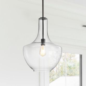Jonathan Y Designs Watts 13.25 Glass/Metal LED Pendant
