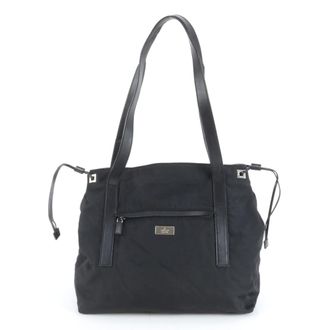 Gucci Black Leather Nylon Shoulder Bag Tote Bag (Pre-Owned)