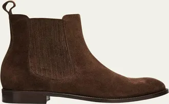 Bergdorf Goodman Mens Suede Paneled-Gore Chelsea Boots