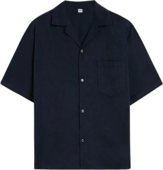 Aspesi Jarvis Shirt - Heren - Korte mouwen Overhemden - Blauw - L - Katoen - Overhemden