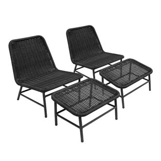 Sweeek Sill&oacute;n relax y reposapi&eacute;s de aluminio y cuerda, set de 2, antracita