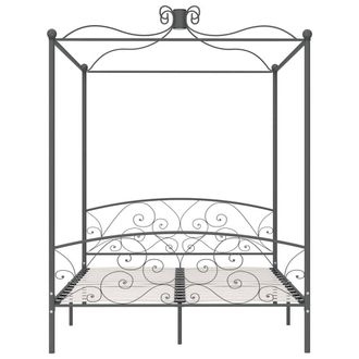 Berkfield Home Elegant Canopy Bed Frame Grey Metal 180x200 cm Super King