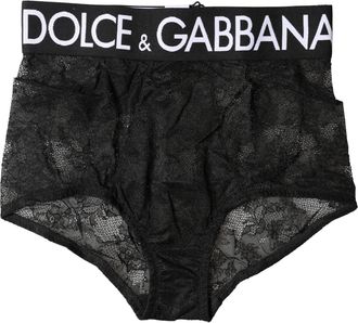 Dolce & Gabbana Womens Black Logo Girdle High Waist Panty Underwear Elastane Nylon Clothing