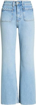 Paige Braid Patch Pocket Raw Hem Wide Leg Jeans in Montebello at Nordstrom, Size 32