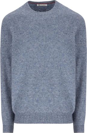 Brunello Cucinelli Ribgebreide trui met gevlekt effect - Blauw
