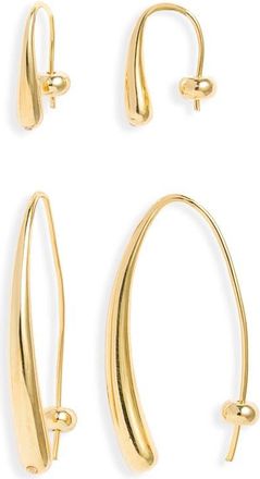 Nordstrom Set of 2 Teardrop Threader Earrings in 14K Gold Plated at Nordstrom