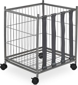 Relaxdays Carro Para Pelotas, 4 Ruedas, Cesto Guarda Balones F&uacute;tbol, Baloncesto, V&oacute;ley, Metal, 60 X 50 X 45 Cm, Gris - Relaxdays