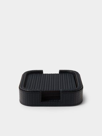 Pinetti Set of 6 Woven Leather Square Coasters
