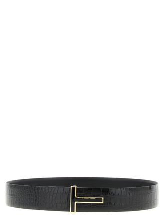 Tom Ford Black Reversible Textured Belt