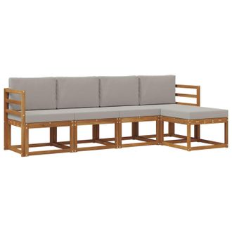 vidaXL Conjunto De Sof&aacute;s De Exterior 5 Pcs Gris Natural Y Claro Vidaxl