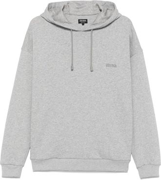 Ermenegildo Zegna Felpa con cappuccio e logo - Grigio