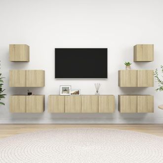 vidaXL Set De Muebles Sal&oacute;n Tv 8 Pzas Madera Ingenier&iacute;a Roble Sonoma Vidaxl