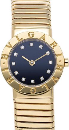 Bulgari Pre-owned Bvlgari Tubogas Diamond Black Dial Ladies Watch BB23