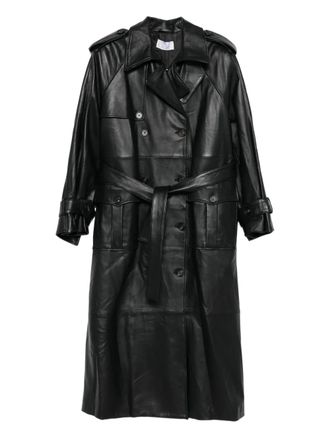 Giuseppe Di Morabito belted double-breasted coat - women - Lamb Skin/Viscose - 40 - Black