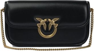 Pinko Small Love Birds Chain Shoulder Bag - Dames - Schoudertassen - Zwart - ONE Size - Katoen - Tassen