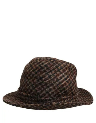 Dolce & Gabbana HAT10000 Checkered Wool Tweed Fedora - Brown